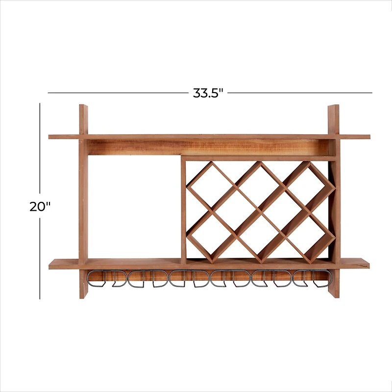34" Brown Wood Farmhouse Wine Rack