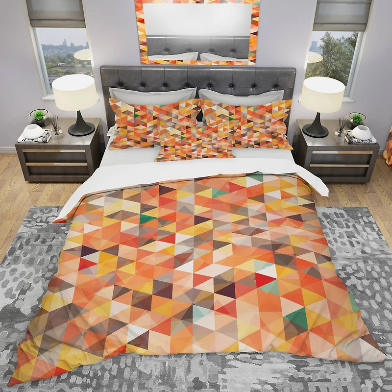 Designart 'Abstract Triangle' Modern Bedding Set