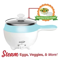 Brentwood 1.6qt. 600 Watt Stainless Steel Electric Hot Pot Cooker & Food Steamer With Swivel Base