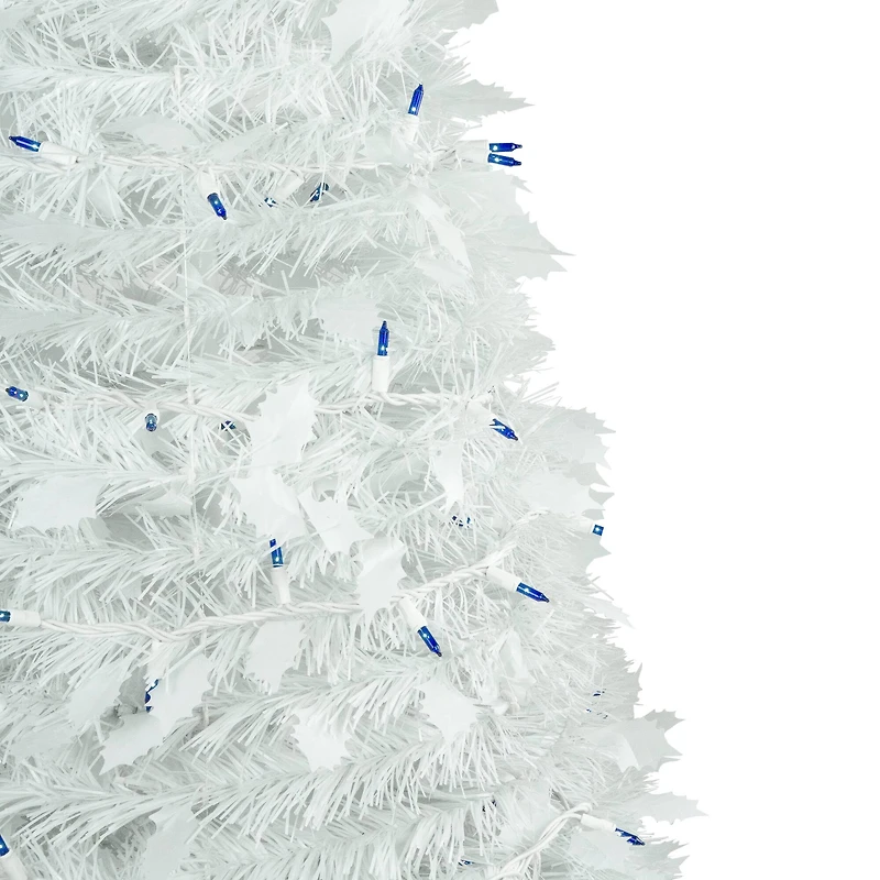6ft. Pre-Lit White Tinsel Pop-Up Artificial Christmas Tree, Blue Lights