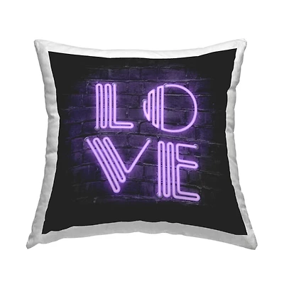 Stupell Industries Purple Neon Love Word Urban Design Throw Pillow, 18" x 18"
