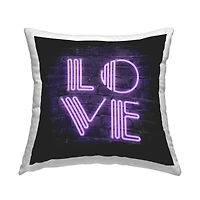 Stupell Industries Purple Neon Love Word Urban Design Throw Pillow, 18" x 18"