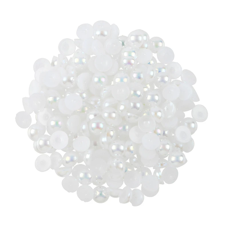 7.5mm White AB Round Flatback Plastic Pearls, 4,000ct. by Bead Landing™
