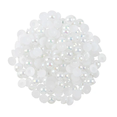7.5mm White AB Round Flatback Plastic Pearls, 4,000ct. by Bead Landing™