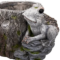 9" Frogs on Tree Stump Outdoor Garden Planter