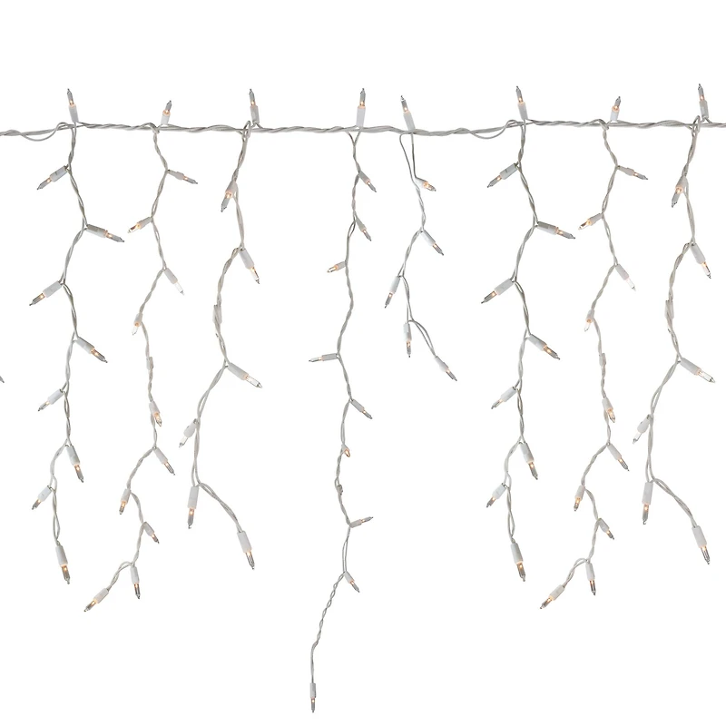 300 Count Clear Mini Icicle Christmas Lights  18ft White Wire