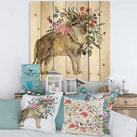 Designart - Wolf With Woodland Flowers