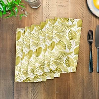 Coastal Yellow Leaves 10" x 10" Cotton Twill Napkin