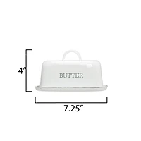 Hello Honey® White Enameled Steel Butter Dish with Black Rim