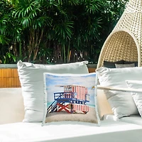 Stupell Industries Americana Beach Hut Outdoor Printed Pillow