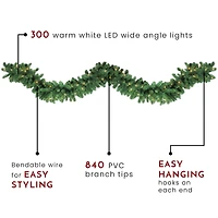 27ft. Pre-Lit LED Artificial Olympia Pine Garland