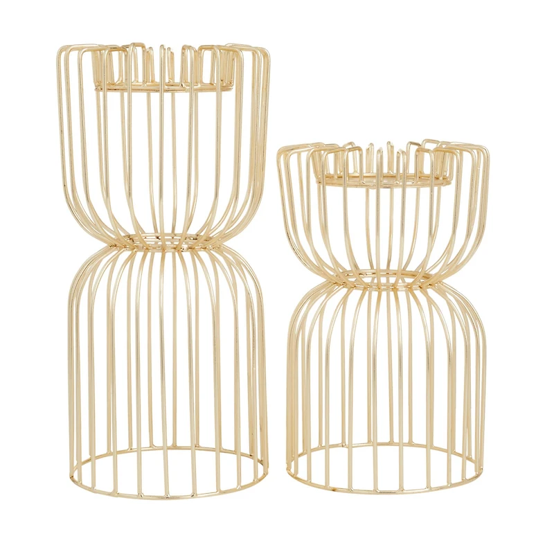 CosmoLiving by Cosmopolitan Gold Iron Glam Candle Holder, 13" x 10"