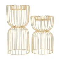 CosmoLiving by Cosmopolitan Gold Iron Glam Candle Holder, 13" x 10"