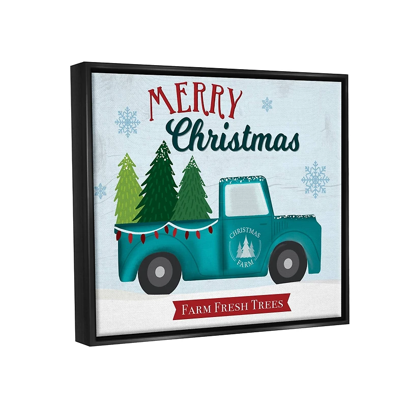 Stupell Industries Merry Christmas Farm Fresh Trees Sign Framed Floater Canvas Wall Art