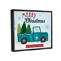 Stupell Industries Merry Christmas Farm Fresh Trees Sign Framed Floater Canvas Wall Art