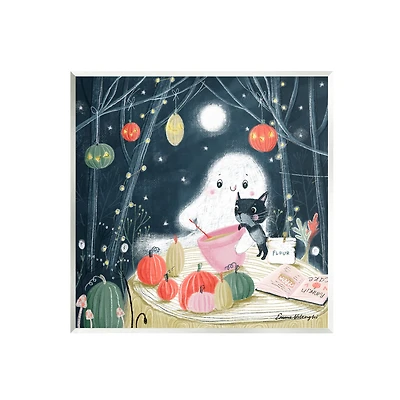 Stupell Industries Cat & Ghost Baking Pumpkin Cake Wall Plaque Art