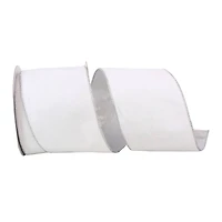 JAM Paper 4" x 10yd. White Wired Silver Back Plush Velvet Ribbon