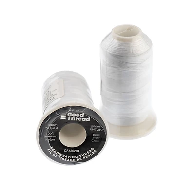 John Bead Good Thread 500m White Bonded Nylon Beading Thread, 10ct.