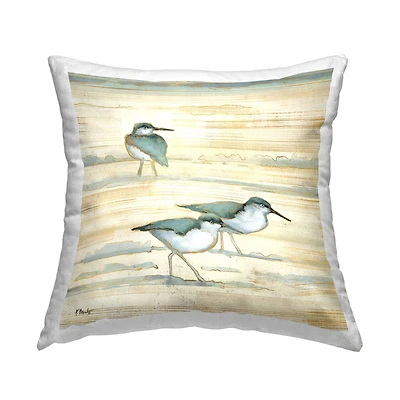 Stupell Industries Sandpipers Walking Abstract Beach Sand Throw Pillow, 18" x 18"