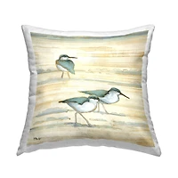 Stupell Industries Sandpipers Walking Abstract Beach Sand Throw Pillow, 18" x 18"