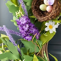Glitzhome® 24" Easter Lavender & Bird Nest Wreath