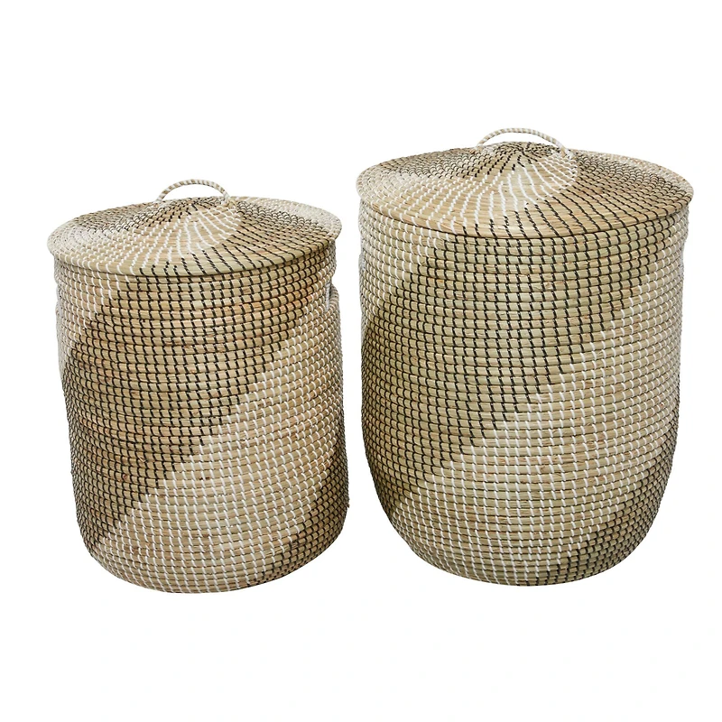 Brown Sea Grass Contemporary Storage Basket Set