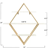 Hello Honey® Wood & Gold Diamond Wall Shelf