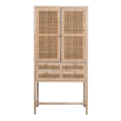 Hello Honey® 6ft. Natural Woven Cane & Wood Cabinet