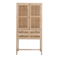 Hello Honey® 6ft. Natural Woven Cane & Wood Cabinet