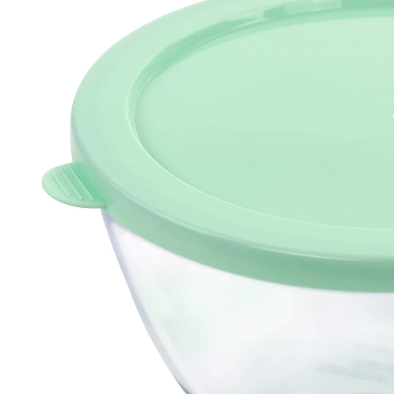 Martha Stewart Mint Borosilicate Glass Prep Bowl Set with Plastic Lids