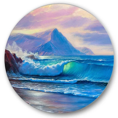 Designart - Blue Waves Breaking At The Beach I