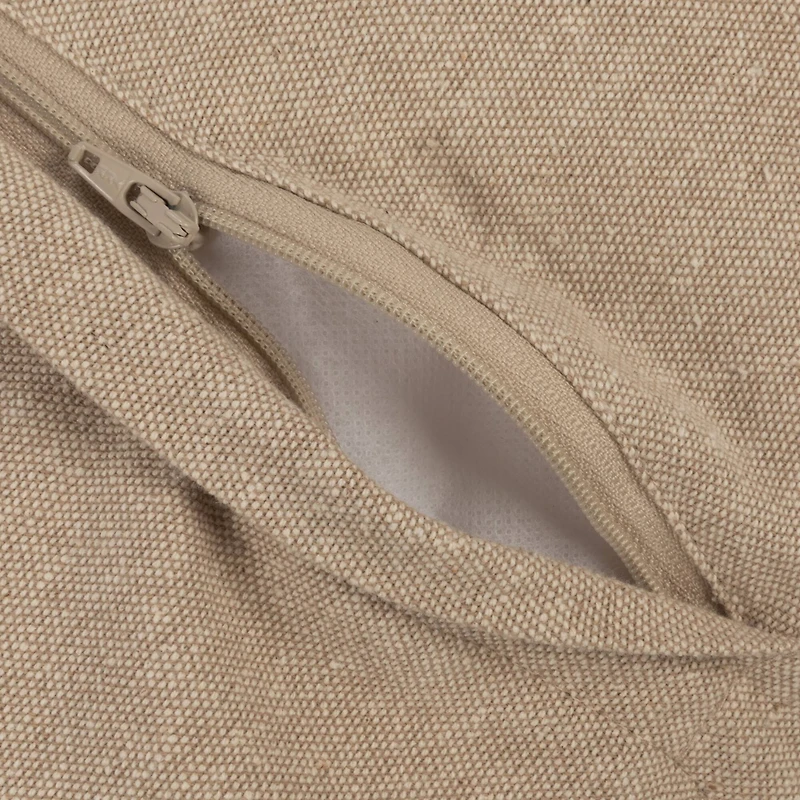 Hello Honey® Blue & Cream Damask Pattern Cotton Slub Tufted Pillow with Chambray Back