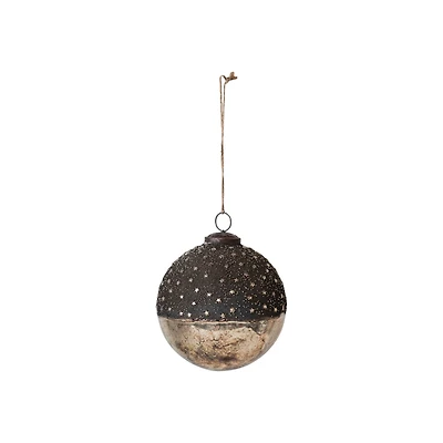 Hello Honey® 6" Starry Bronze & Dipped Silver Mercury Glass Ball Ornament