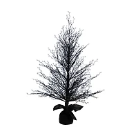4ft. Pre-Lit LED Halloween Black Twig Artificial Fall Tree in Burlap Planter