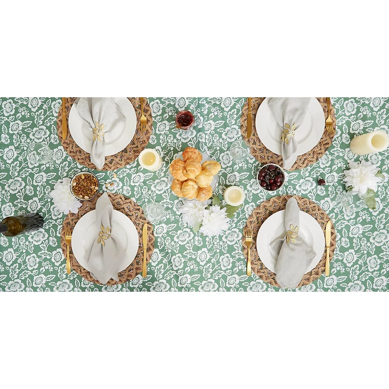 Artichoke Green Floral Print Outdoor Tablecloth