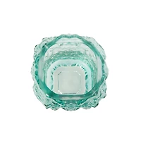 11" Green Ombre Handmade Abstract Textured Rectangular Glass Vase