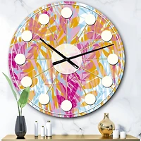Designart 'Retro Floral Pattern Iii Mid-Century Modern Wall Clock