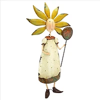 Design Toscano® 34.5" Flower Children Girl Metal Garden Statue