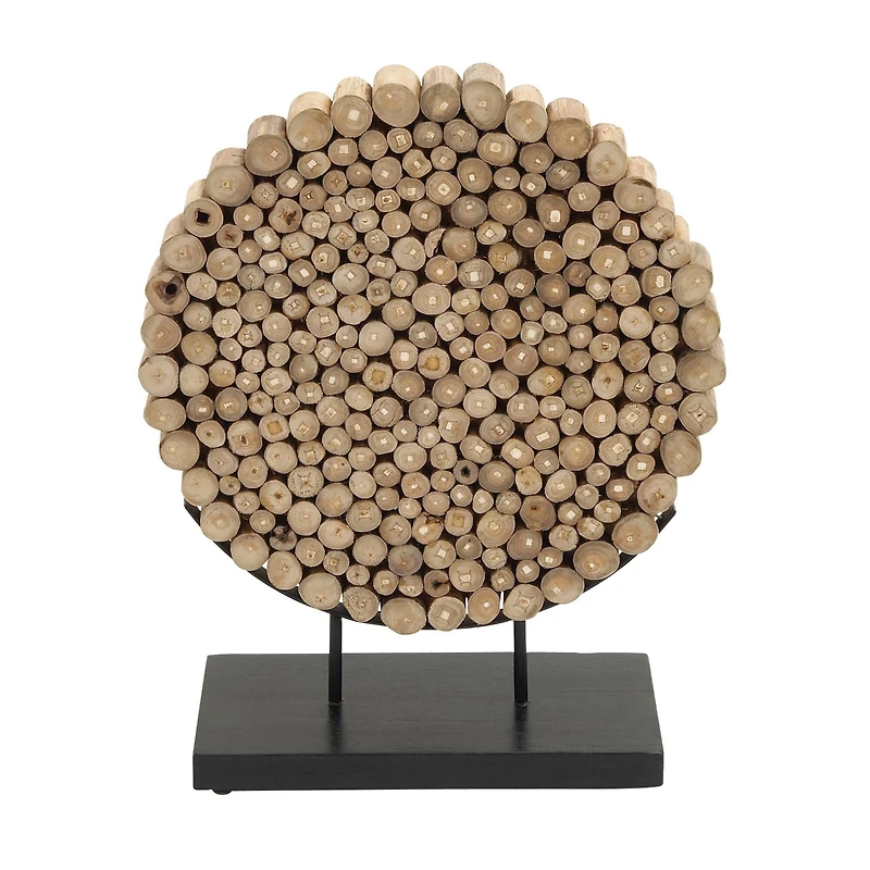 24" Natural Brown Teak Wood Abstract Sculpture