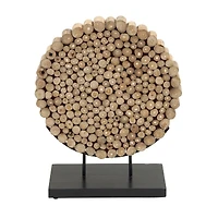 24" Natural Brown Teak Wood Abstract Sculpture