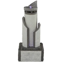 34.5" Light Gray Fiberglass 2-Tier Geometric Fountain with LED Light