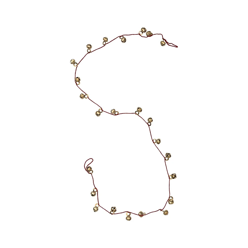 Hello Honey® 6ft. Antique Gold Finish Metal Bells on Red Cord Garland