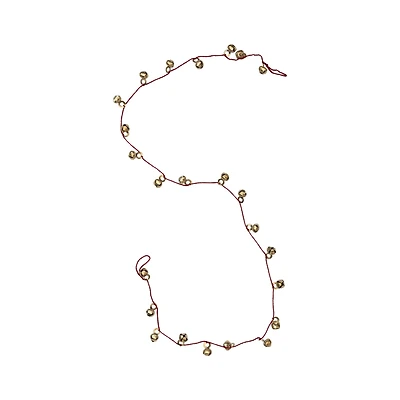 Hello Honey® 6ft. Antique Gold Finish Metal Bells on Red Cord Garland