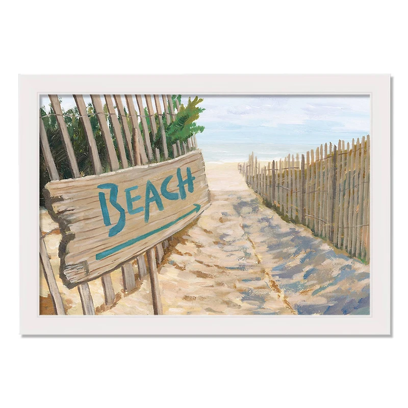 Beach This Way White Framed Print