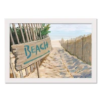 Beach This Way White Framed Print