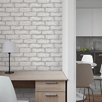 InHome Cambridge Brick Gray Peel & Stick Wallpaper