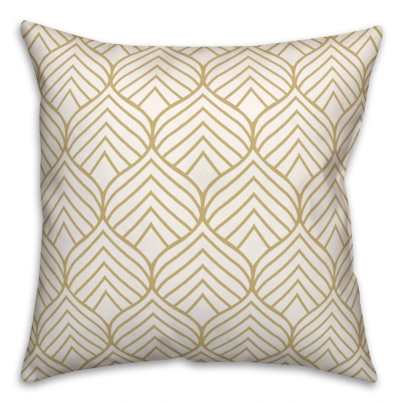 Geo Leaf Pattern Gold 18" x 18" Throw Pillow