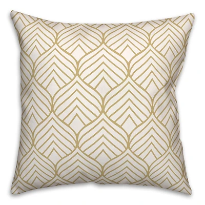Geo Leaf Pattern Gold 18" x 18" Throw Pillow