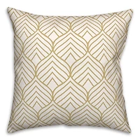 Geo Leaf Pattern Gold 18" x 18" Throw Pillow