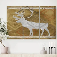 Designart Patterned Walking White Moose Traditional Multipanel Wall Clock